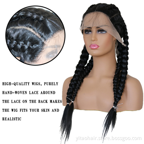 Black 4 Twist Lace Front Braid Wig Nature Looking Lace Front Wigs Afro American Synthetic Braided Wig Baby Hair for Black Women